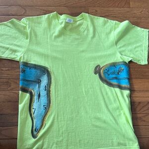 Supreme Neon Green Tee with Blue Clock Design